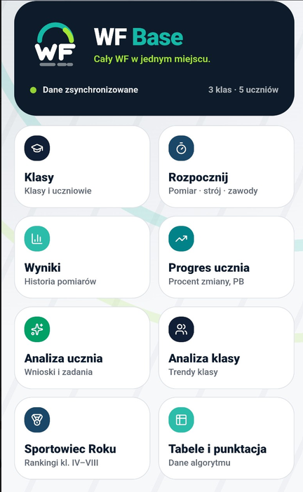 Ekran główny aplikacji WF Base